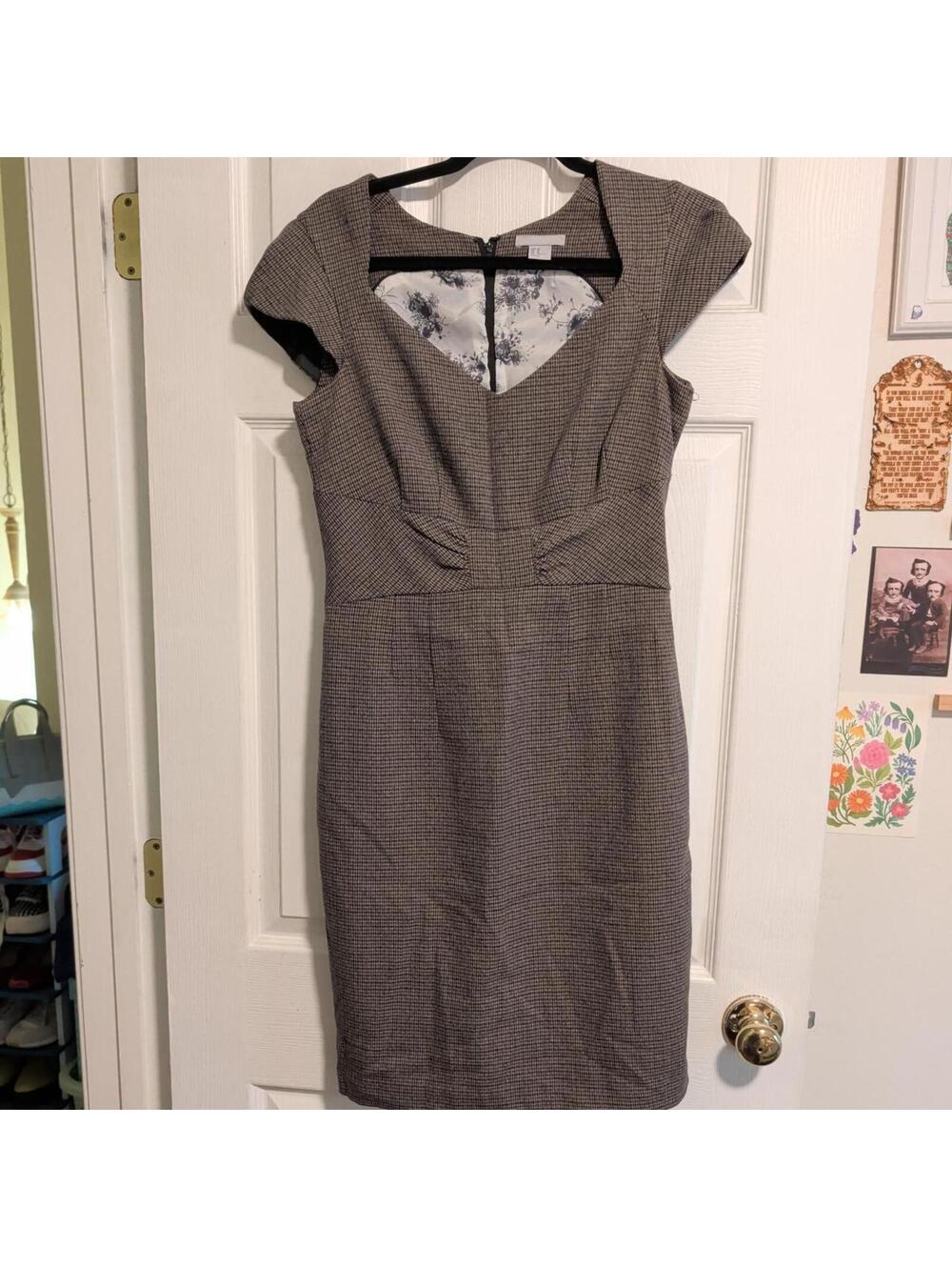 H&M Women's Grey and Brown Work-dress